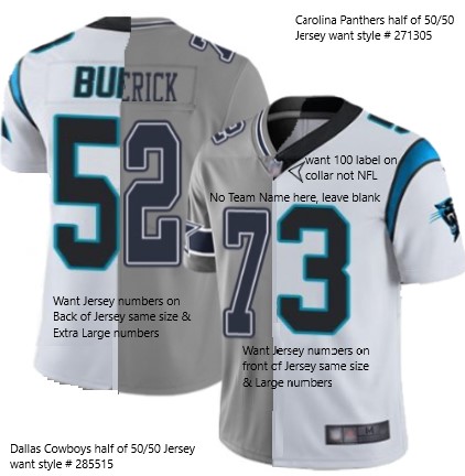 Custom Half Cowboys gray Half Panthers White Split Jersey