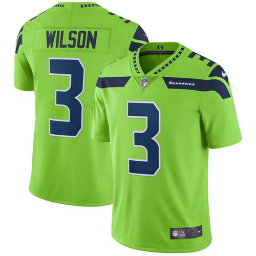 Nike Seahawks #3 Russell Wilson Green Men's Stitched NFL Limited Rush custom Jersey Nike Seahawks #3 Russell Wilson Green Men's Stitched NFL Limited Rush custom Jersey