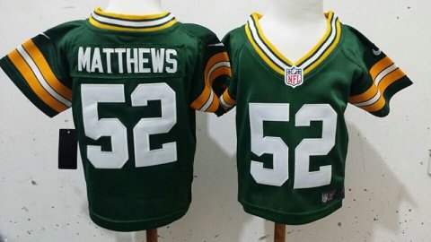 2-6 Kids Clay Matthews Green Bay Packers #52 Stitched Green Jersey