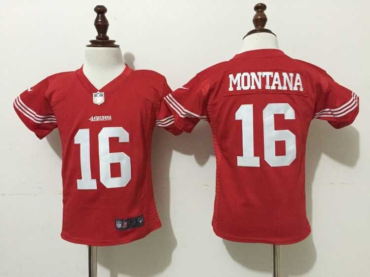 2-6 Kids Joe Montana San Francisco 49ers #16 Red Jersey
