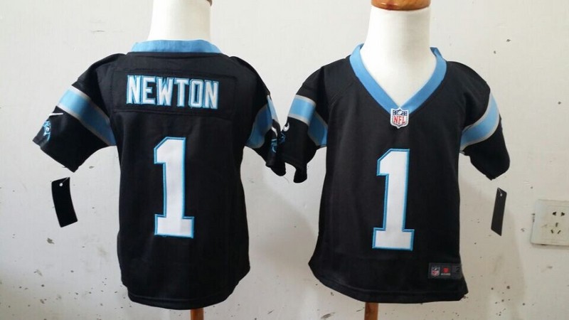 2-6 Years Old Kids Cam Newton Carolina Panthers #1 Black Stitched Nike Jersey