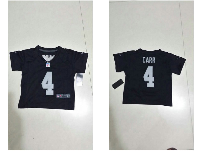 2-6 Years Old Kids Derek Carr Oakland Raiders #4 Black Stitched Nike Jersey