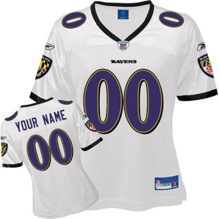 Baltimore Ravens Women Customized White Jersey