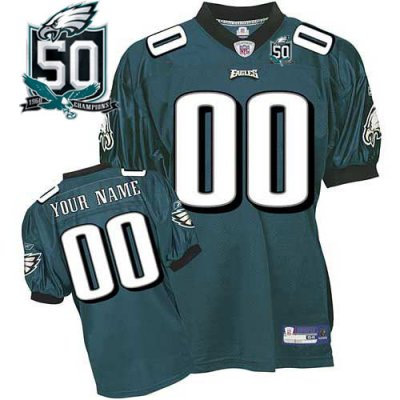 Customized Philadelphia Eagles Jerseys Green Team Color With Team 50th Patch