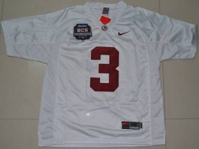 Crimson Tide #3 Trent Richardson White 2012 BCS Championship Patch Embroidered NCAA Jersey