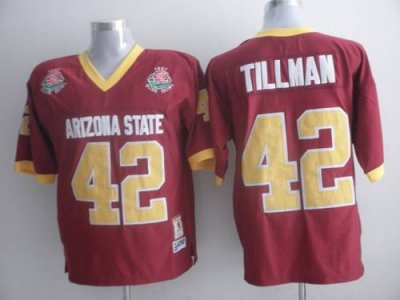 Sun Devils #42 Pat Tillman Red 1997 Rose Bowl Patch Embroidered NCAA Jersey