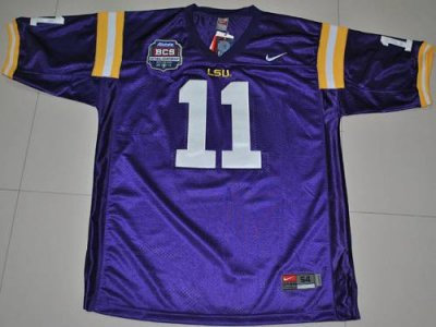 LSU Tigers #11 Spencer Ware Purple 2012 BCS Championship Patch Embroidered NCAA Jersey
