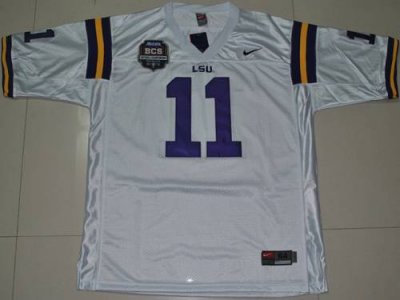 LSU Tigers #11 Spencer Ware White 2012 BCS Championship Patch Embroidered NCAA Jersey