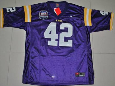 LSU Tigers #42 Michael Ford Purple 2012 BCS Championship Patch Embroidered NCAA Jersey
