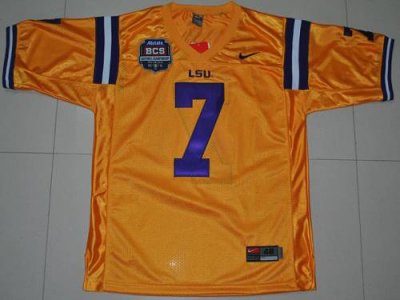 LSU Tigers #7 Tyrann Mathieu Gold 2012 BCS Championship Patch Embroidered NCAA Jersey
