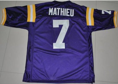 LSU Tigers #7 Tyrann Mathieu Purple Embroidered NCAA Jersey LSU Tigers #7 Tyrann Mathieu Purple Embroidered NCAA Jersey