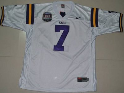 LSU Tigers #7 Tyrann Mathieu White 2012 BCS Championship Patch Embroidered NCAA Jersey