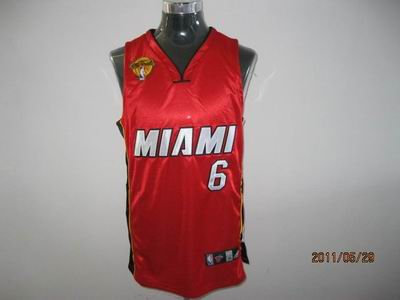 Miami Heat 6 LeBron James RED with 2011 Finals Jersey