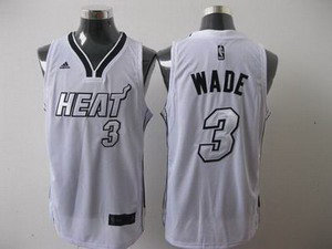 Miami Heat 3 Dwyane Wade white Silvery white number Miami Heat 3 Dwyane Wade white Silvery white number