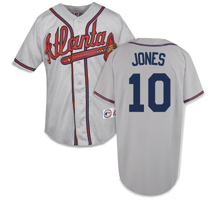 Majestic Atlanta Braves 10 Chipper Jones grey all star Majestic Atlanta Braves 10 Chipper Jones grey all star