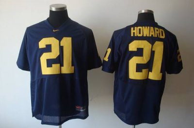 Wolverines #21 Desmond Howard Blue Embroidered NCAA Jerseys