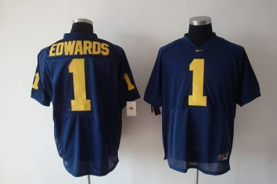 Wolverines Braylon Edwards #1 Blue Embroidered NCAA Jersey