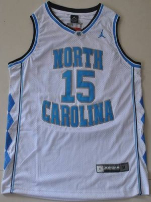 North Carolina #15 Vince Carter White Embroidered NCAA Jersey