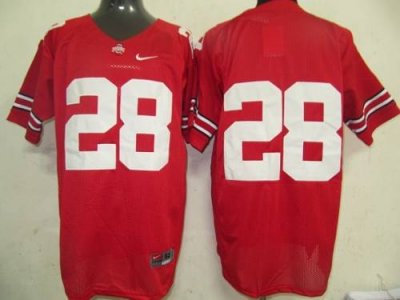 Buckeyes #28 Red Embroidered NCAA Jersey