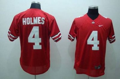 Buckeyes #4 Santonio Holmes Red Embroidered NCAA Jersey