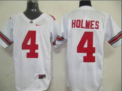 Buckeyes #4 Santonio Holmes White Embroidered NCAA Jersey