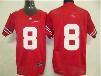 Buckeyes #8 Red Embroidered NCAA Jersey