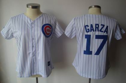 Women Chicago CUBS 17 MATT GARZA WHITE Blue STRIP