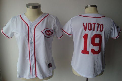 Cincinnati Reds 19 votto Grey vest White Women jerseys