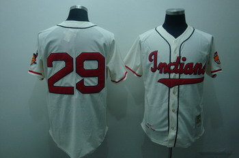Cleveland Indians 29 Satchel Paige Cream Jerseys Throwback