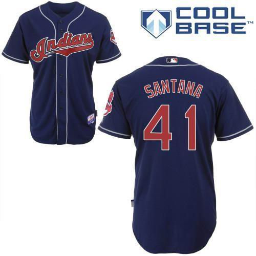 Cleveland Indians 41 Carlos Santana Cool Base Dark blue Color Jersey Cleveland Indians 41 Carlos Santana Cool Base Dark blue Color Jersey