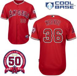 MLB Angels 36# Weaver red cool base jerseys