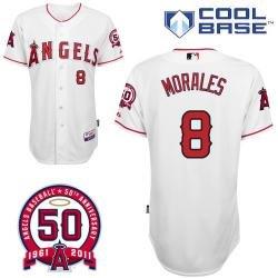 MLB Angels 8# Morales White cool base jerseys