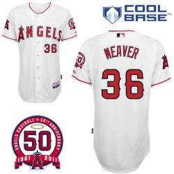 MLB Angels 36# Weaver white cool base jerseys