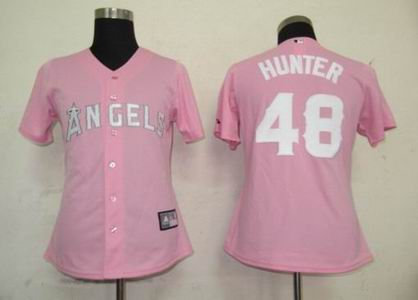 Women Los Angeles Angels 48 Hunter Pink Jersey