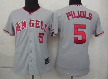 women Los Angeles Angels 5 Albert Pujols grey Cool Base Jersey women Los Angeles Angels 5 Albert Pujols grey Cool Base Jersey