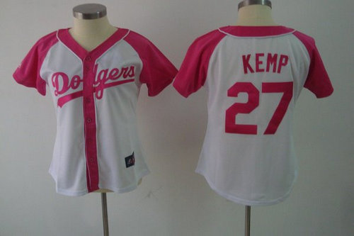 2012 Women's Los Angeles Dodgers 27 Matt Kemp Pink Splash Fashion Jersey by Majestic Athletic