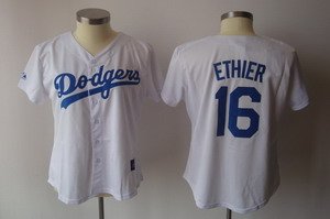 Women Los Angeles Dodgers 16 Andre Ethier Jersey White+