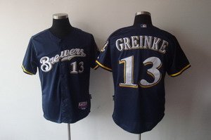 Milwaukee Brewers 13 Zack Greinke Baseball Blue Jerseys
