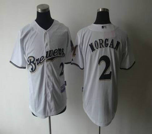 Milwaukee Brewers 2 MORGAN all white cool base jerseys