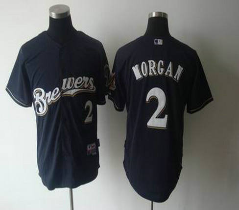 Milwaukee Brewers 2 MORGAN d.k blue cool base jerseys