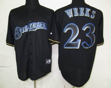 Milwaukee Brewers 23 Rickie Weeks Pitch Black Fashion Jersey Milwaukee Brewers 23 Rickie Weeks Pitch Black Fashion Jersey