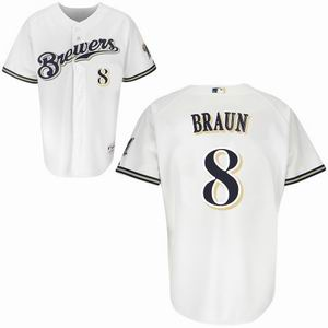 Milwaukee Brewers 8 Ryan Brau white