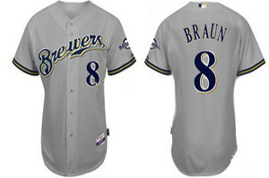 Milwaukee Brewers 8 Ryan Braun Baseball Grey Jerseys