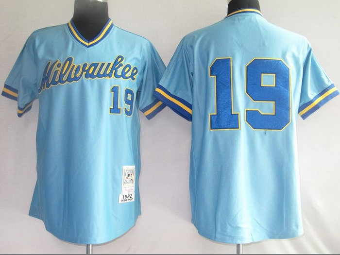 MLB Jerseys Milwaukee Brewers 19# Yount Blue【M&N