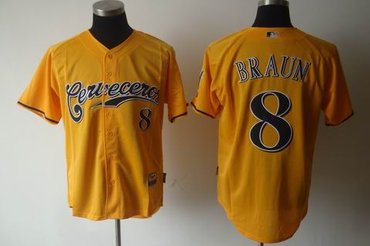 jerseys milwaukee brewers 8 braun yellow jerseys milwaukee brewers 8 braun yellow