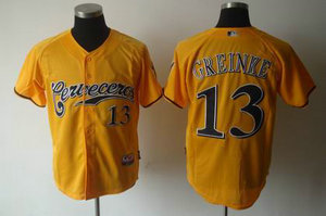 Milwaukee Brewers 13 Zack Greinke yellow jerseys