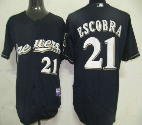 MLB Jerseys Milwaukee Brewers 21 Escobra Dark Blue