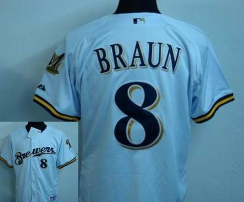 KIDS Milwaukee Brewers 8 Ryan Braun white jersey
