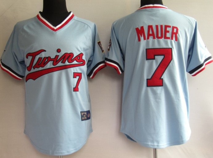MLB Jerseys Minnesota Twins 7# Mauer Baby Blue mitchellandness
