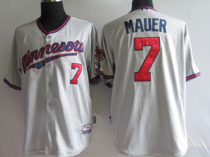 MLB Jerseys Minnesota Twins 7# Mauer Grey 2010